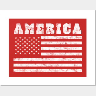 American Flag Retro Vintage Distressed Posters and Art